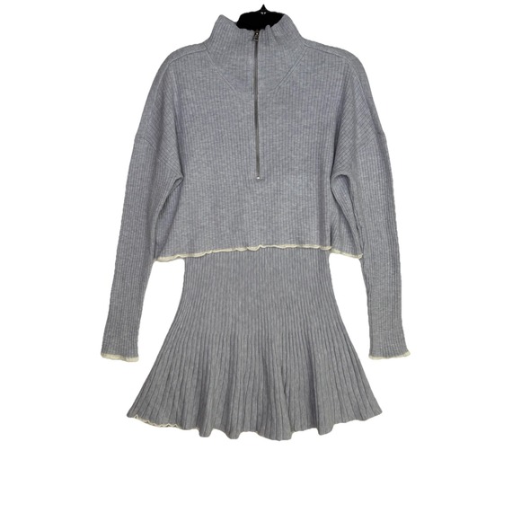 Daily Practice by Anthropologie Miles Sweater Dress 1/4 Zip Gray Blue Size M - Picture 5 of 10